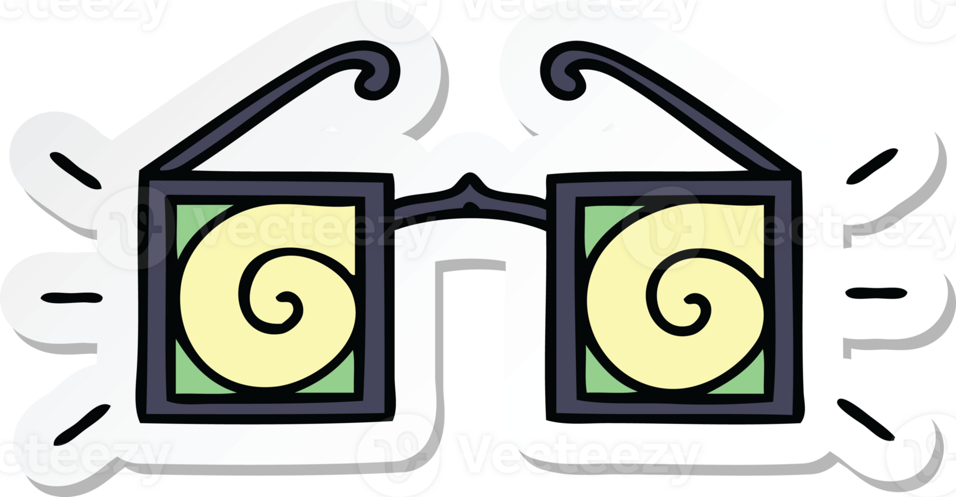 sticker of a cute cartoon hypno glasses png