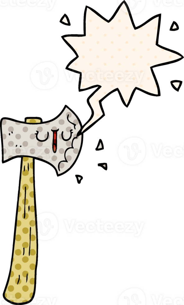 cartoon axe with speech bubble in comic book style png