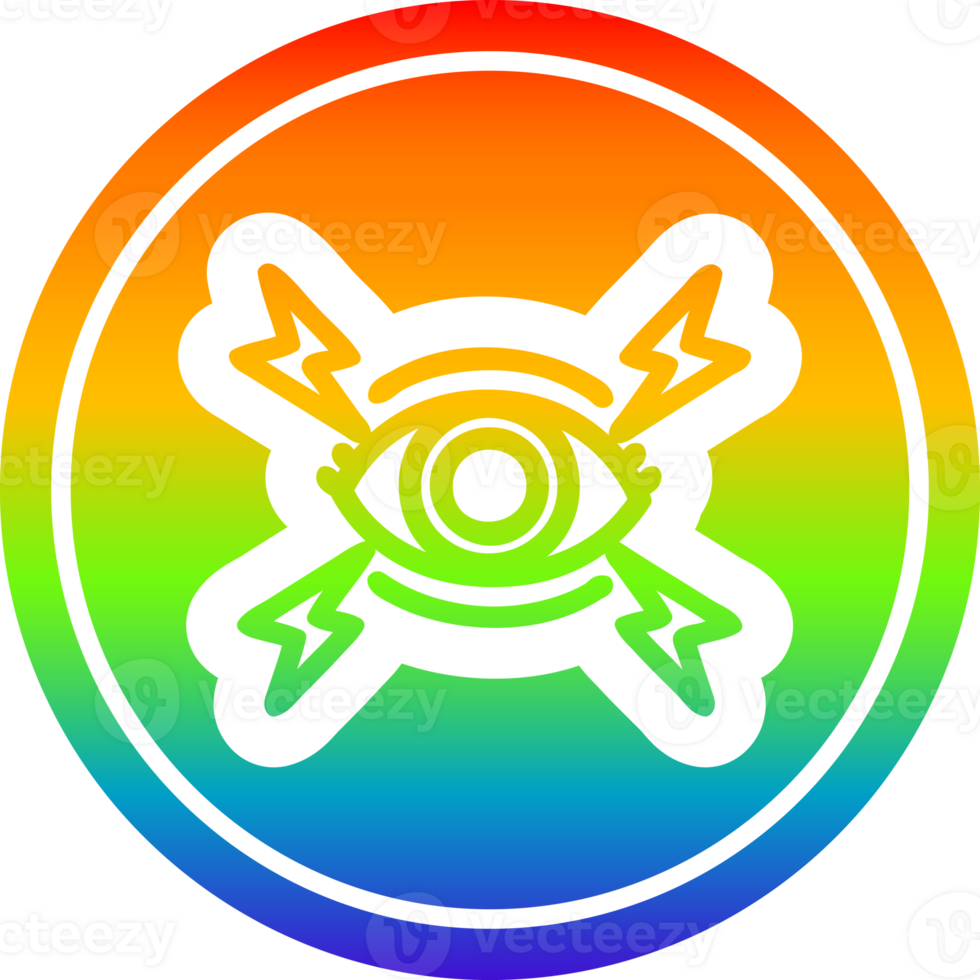 mystic eye circular icon with rainbow gradient finish png