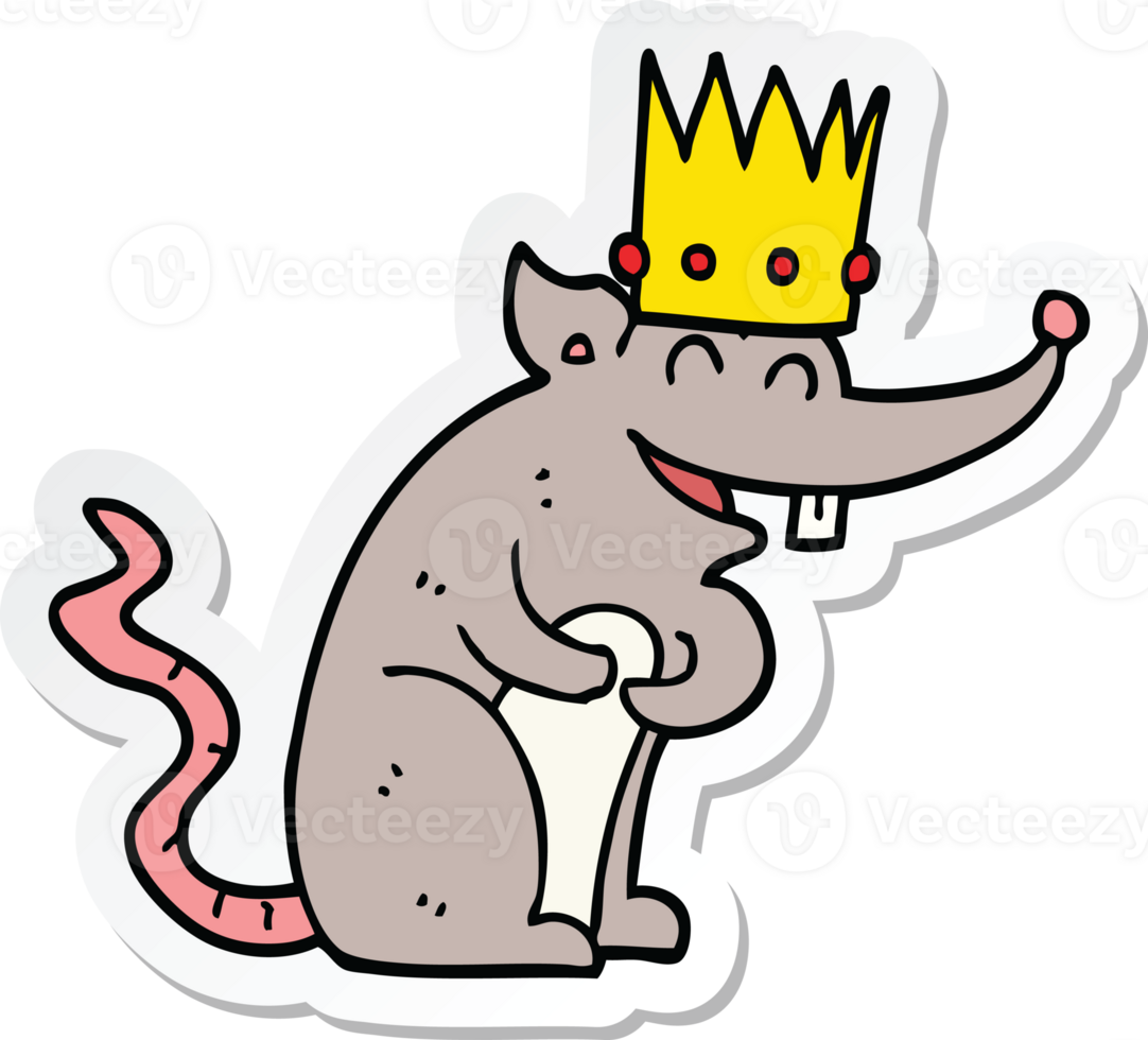 sticker of a cartoon rat king laughing png