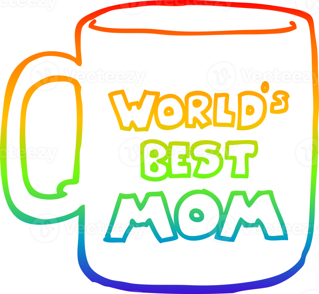 rainbow gradient line drawing of a worlds best mom mug png