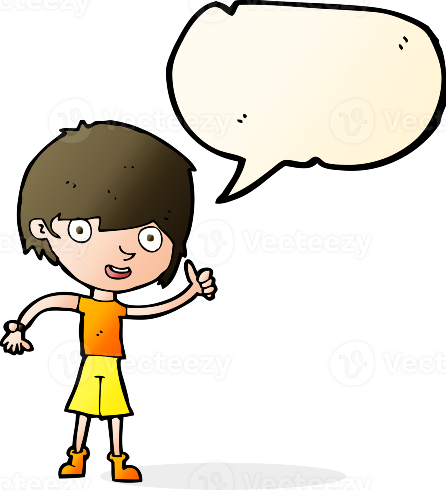 cartoon boy with positive attitude with speech bubble png