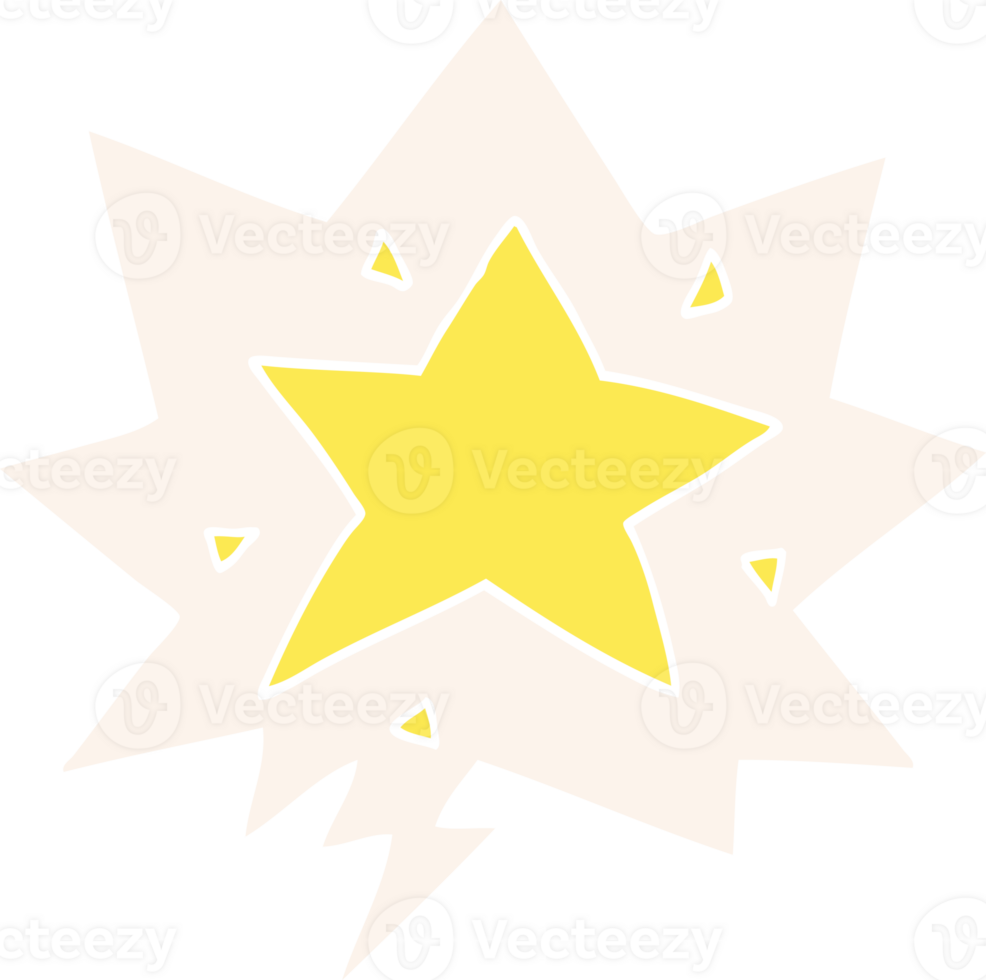cartoon star with speech bubble in retro style png
