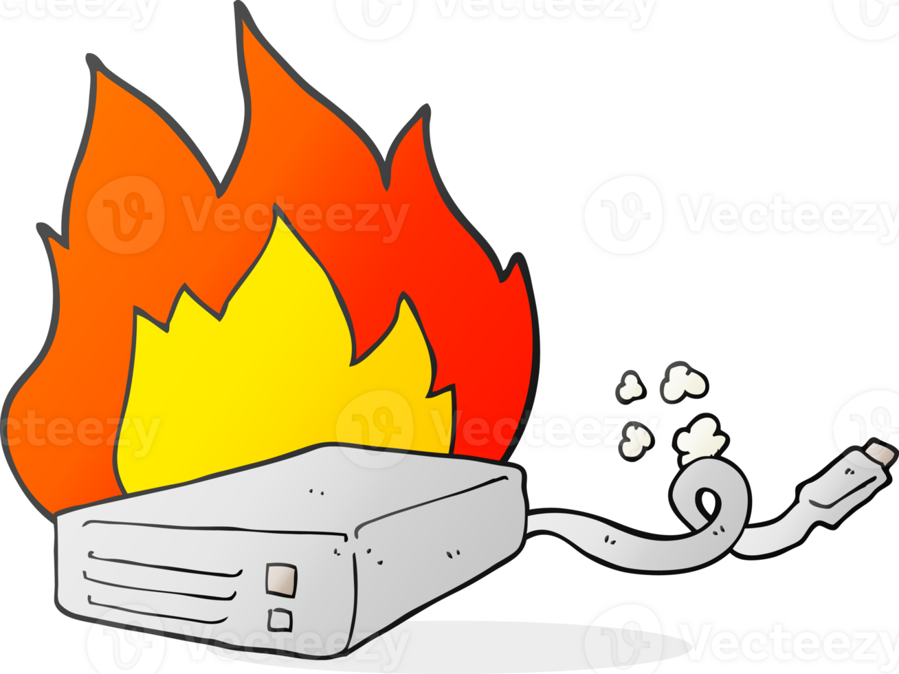 hand drawn cartoon computer hard drive burning png