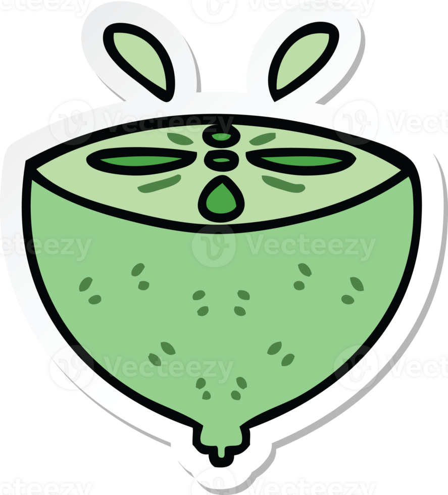 sticker of a quirky hand drawn cartoon lime png