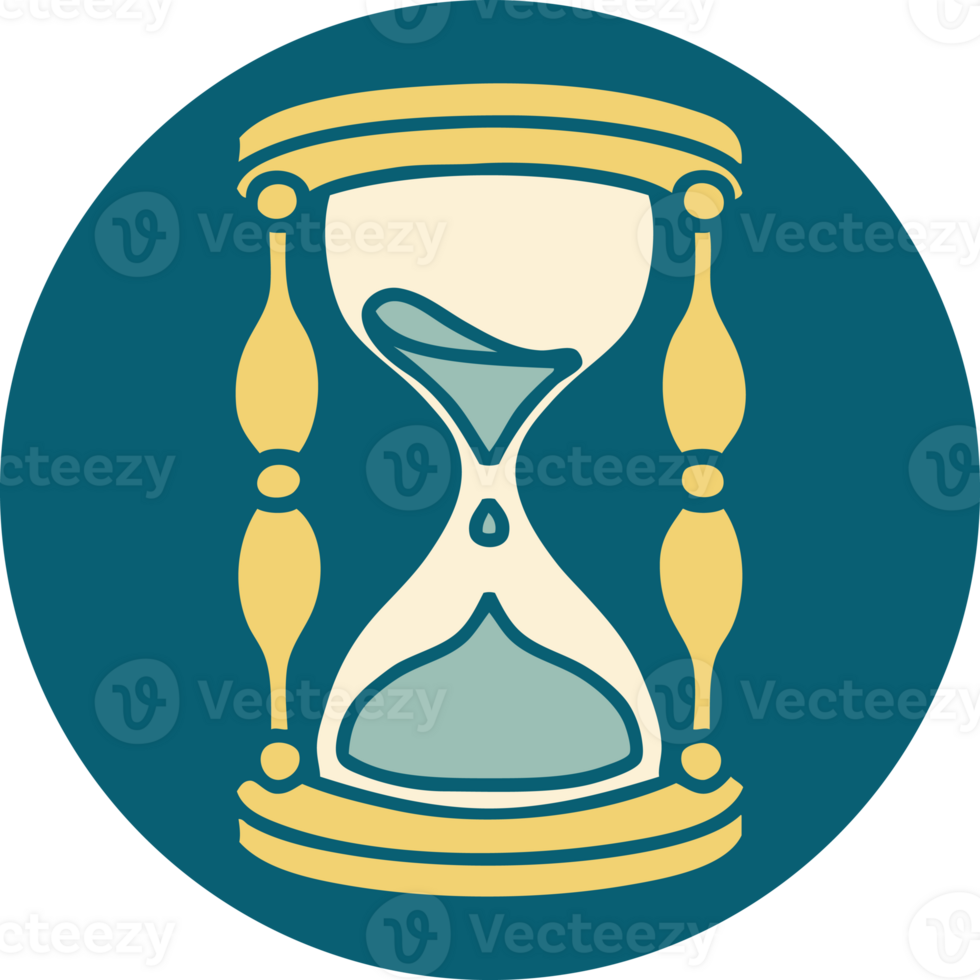 iconic tattoo style image of an hour glass png