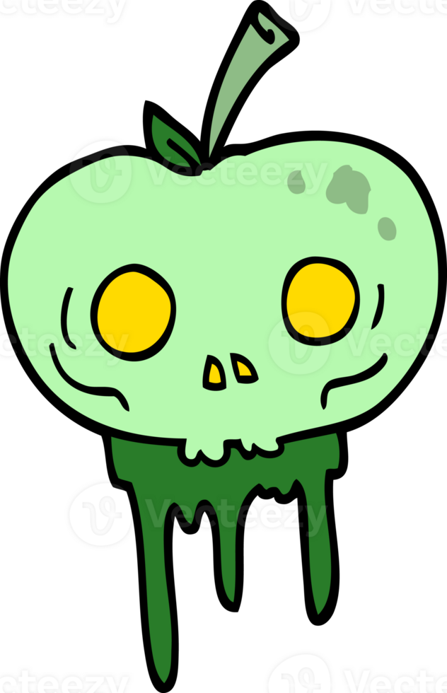 hand drawn doodle style cartoon halloween apple png
