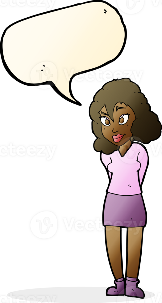 cartoon confused woman with speech bubble png