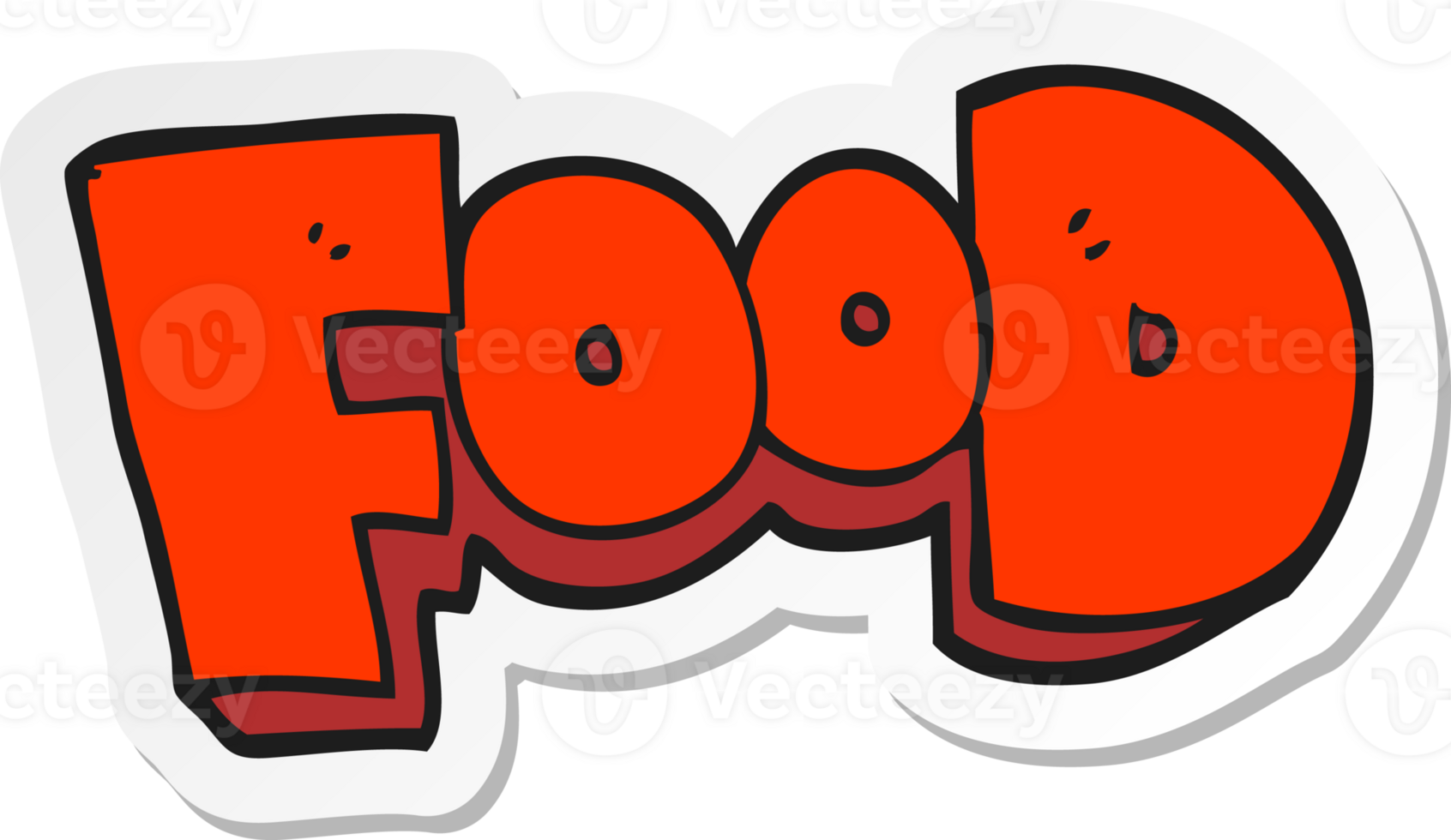 sticker of a cartoon word food png