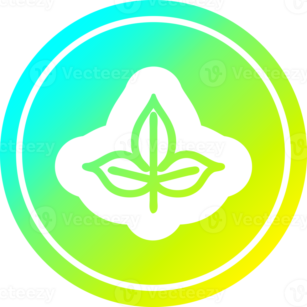 natural leaf circular icon with cool gradient finish png