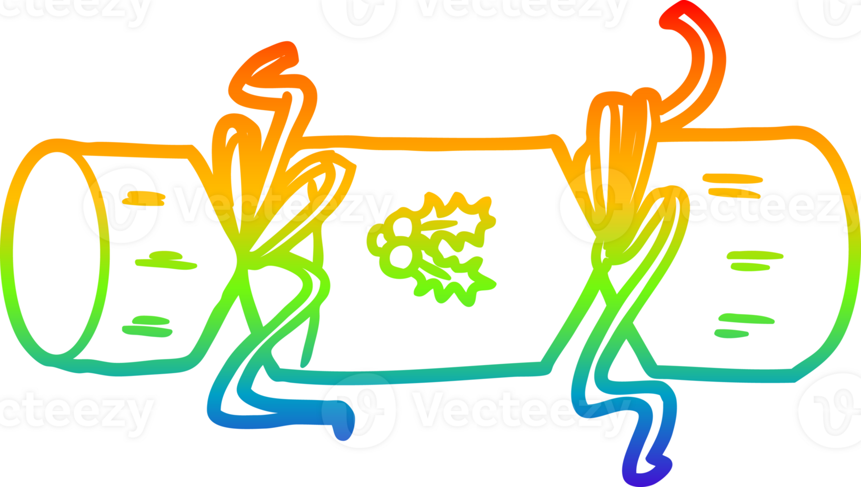 rainbow gradient line drawing of a xmas cracker cartoon png