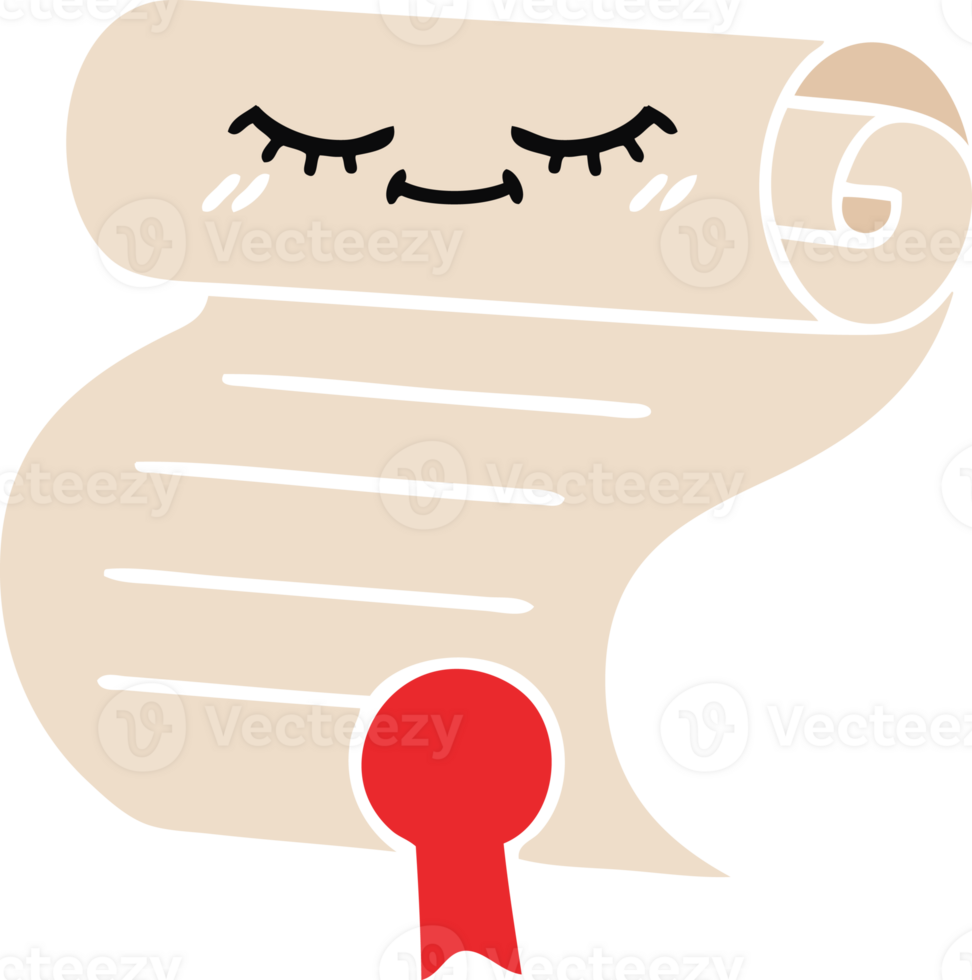 flat color retro cartoon of a contract png
