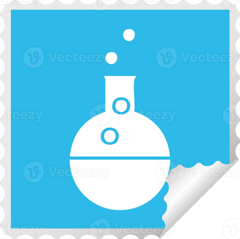 square peeling sticker cartoon of a science experiment png