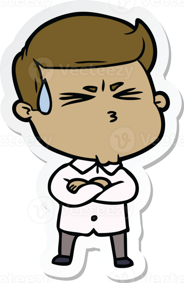 sticker of a cartoon man sweating png