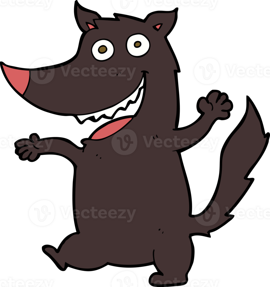 cartoon happy wolf png