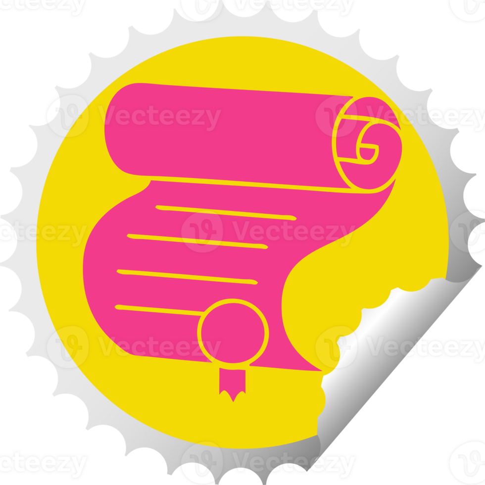 circular peeling sticker cartoon of a important document png
