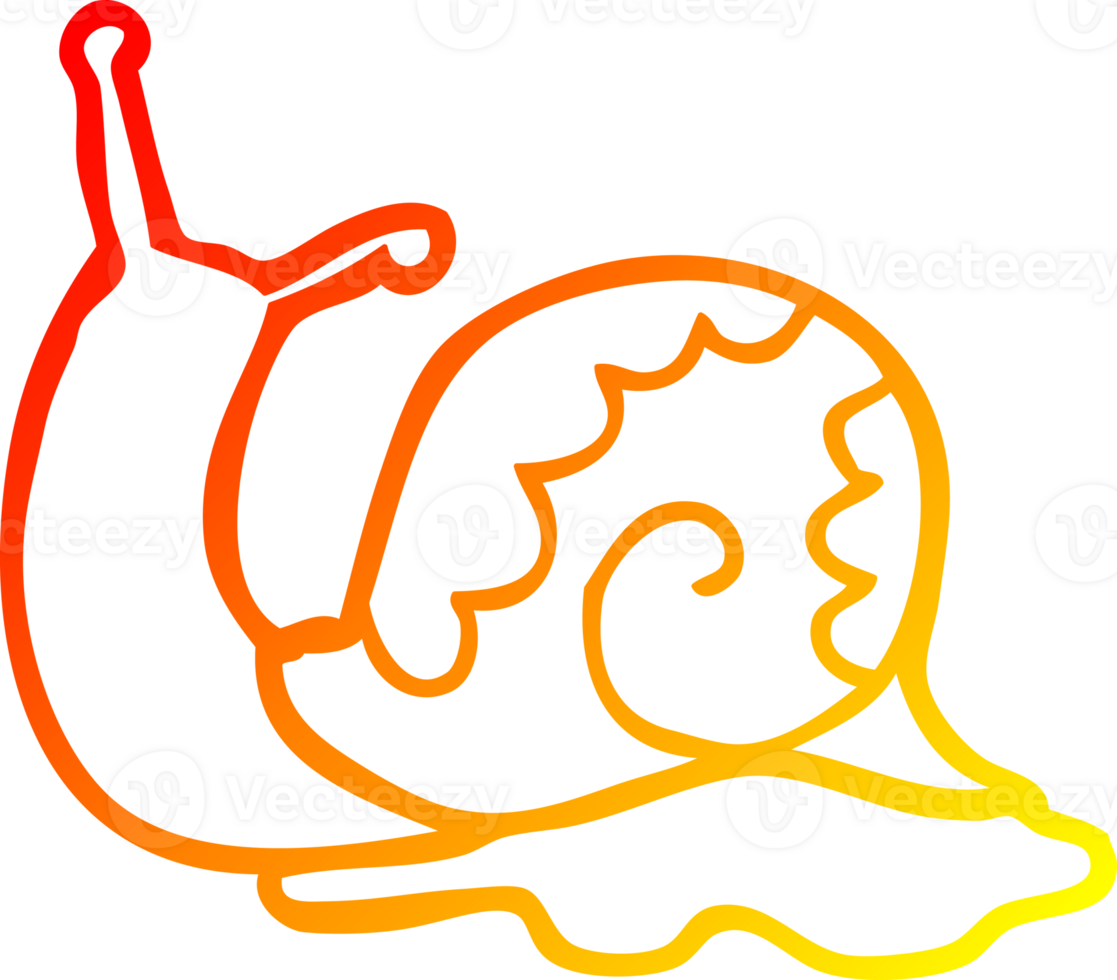 warm gradient line drawing of a cartoon snail png