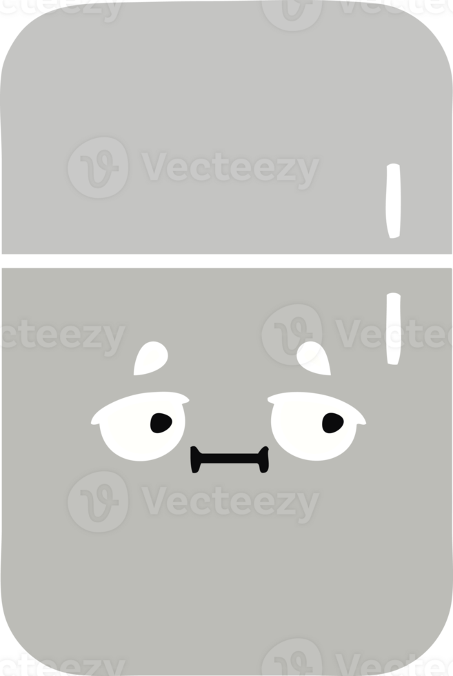 flat color retro cartoon of a fridge  zer png