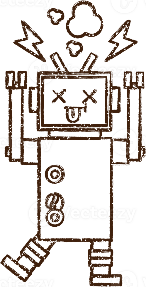 Crazy Robot Charcoal Drawing png