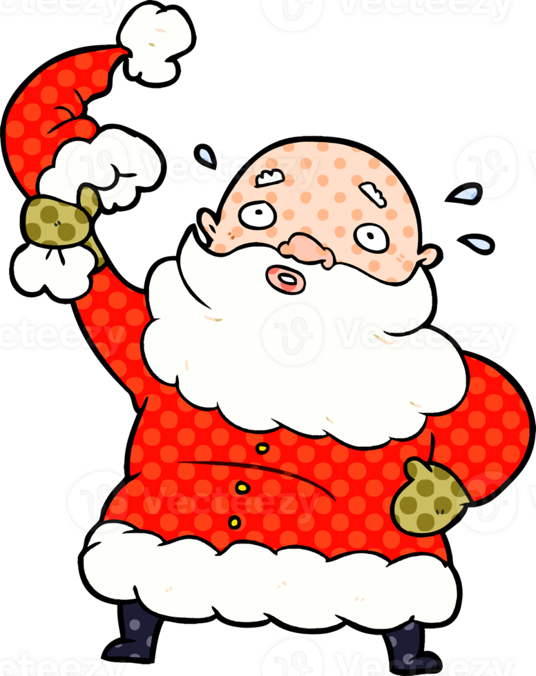 cartoon santa claus waving his hat png