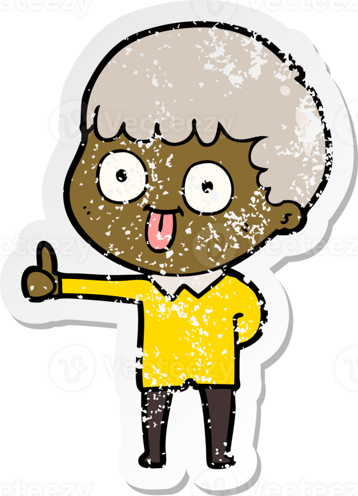 distressed sticker of a cartoon man staring png