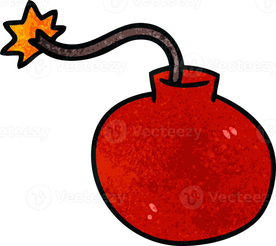 Hand gezeichnet schrullig Karikatur Bombe png
