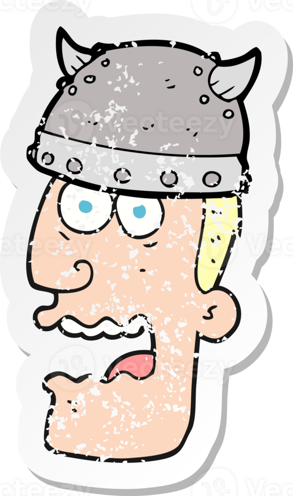 retro distressed sticker of a cartoon screaming warrior man png