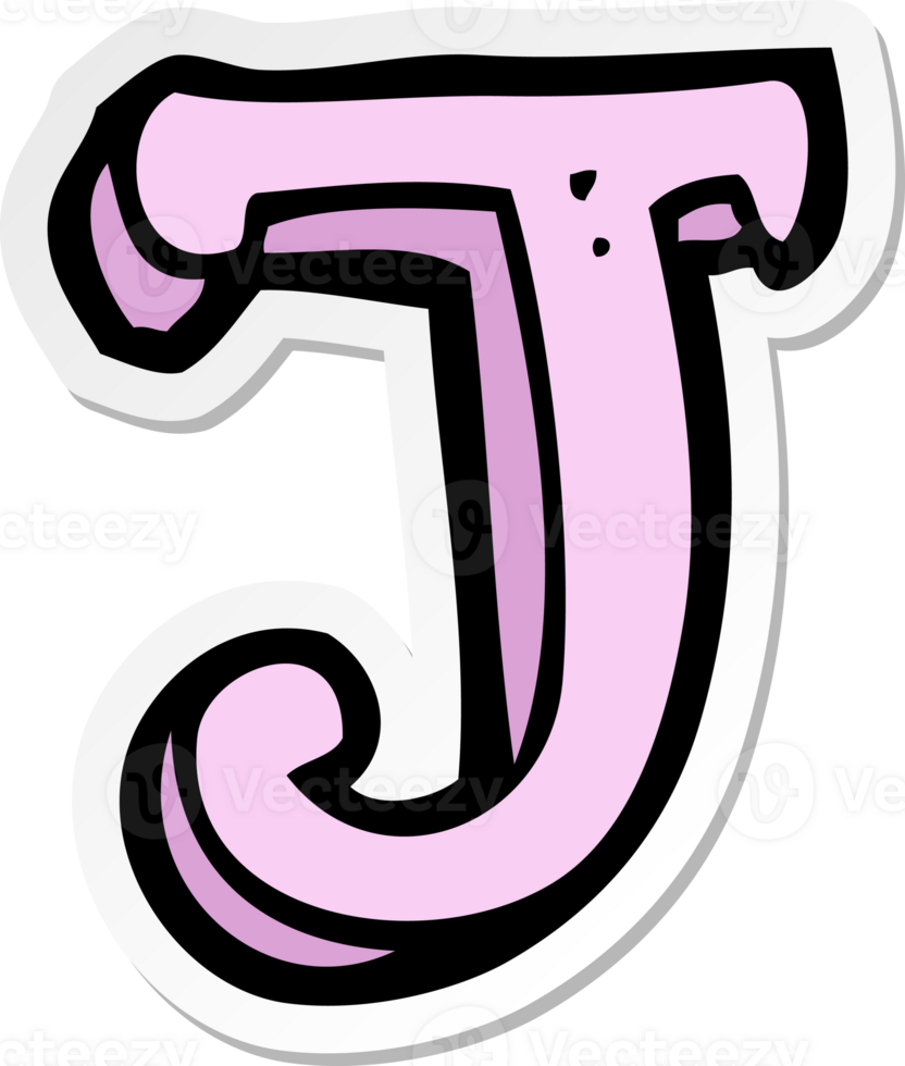 sticker of a cartoon letter J png