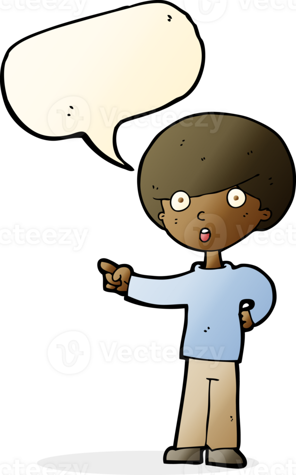 cartoon pointing boy with speech bubble png