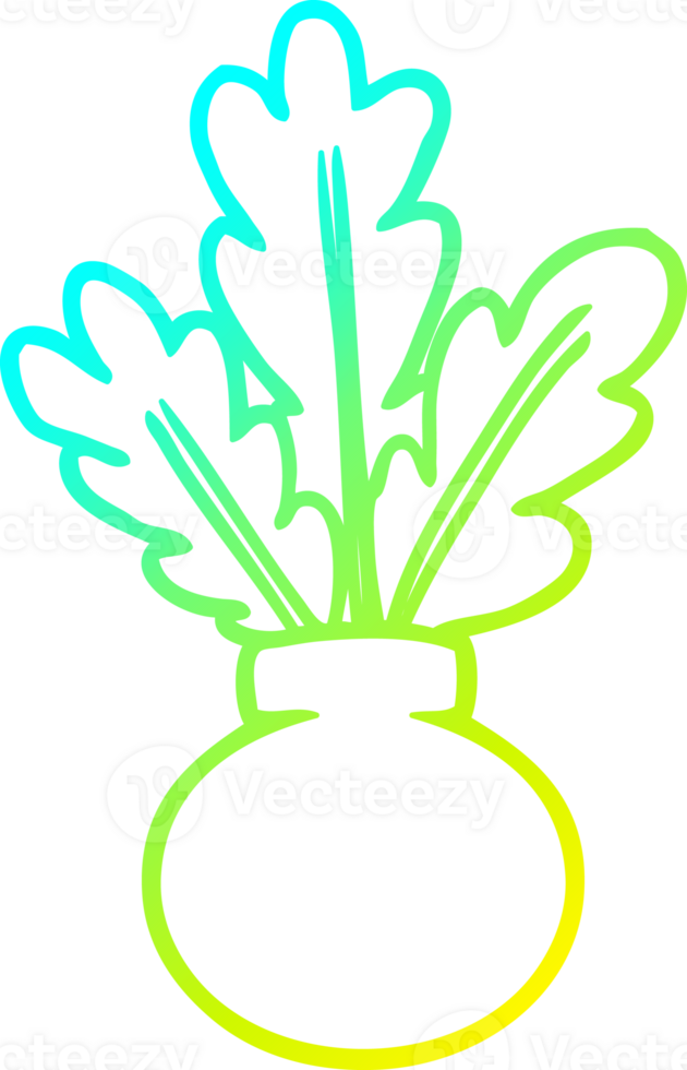 cold gradient line drawing of a  houseplant in vase png