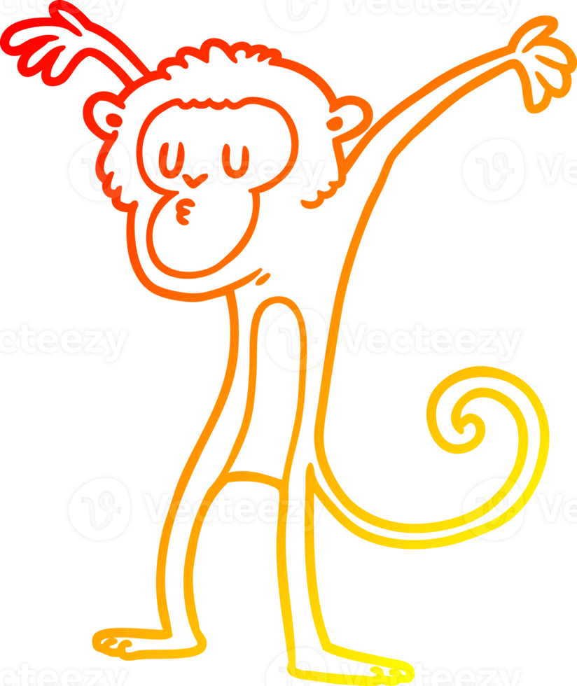 warm gradient line drawing of a cartoon monkey png