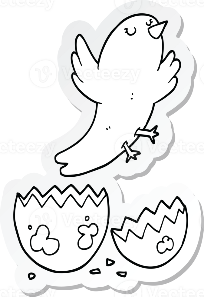 sticker of a cartoon bird hatching from egg png