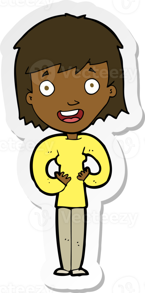 sticker van een cartoon gelukkige vrouw png