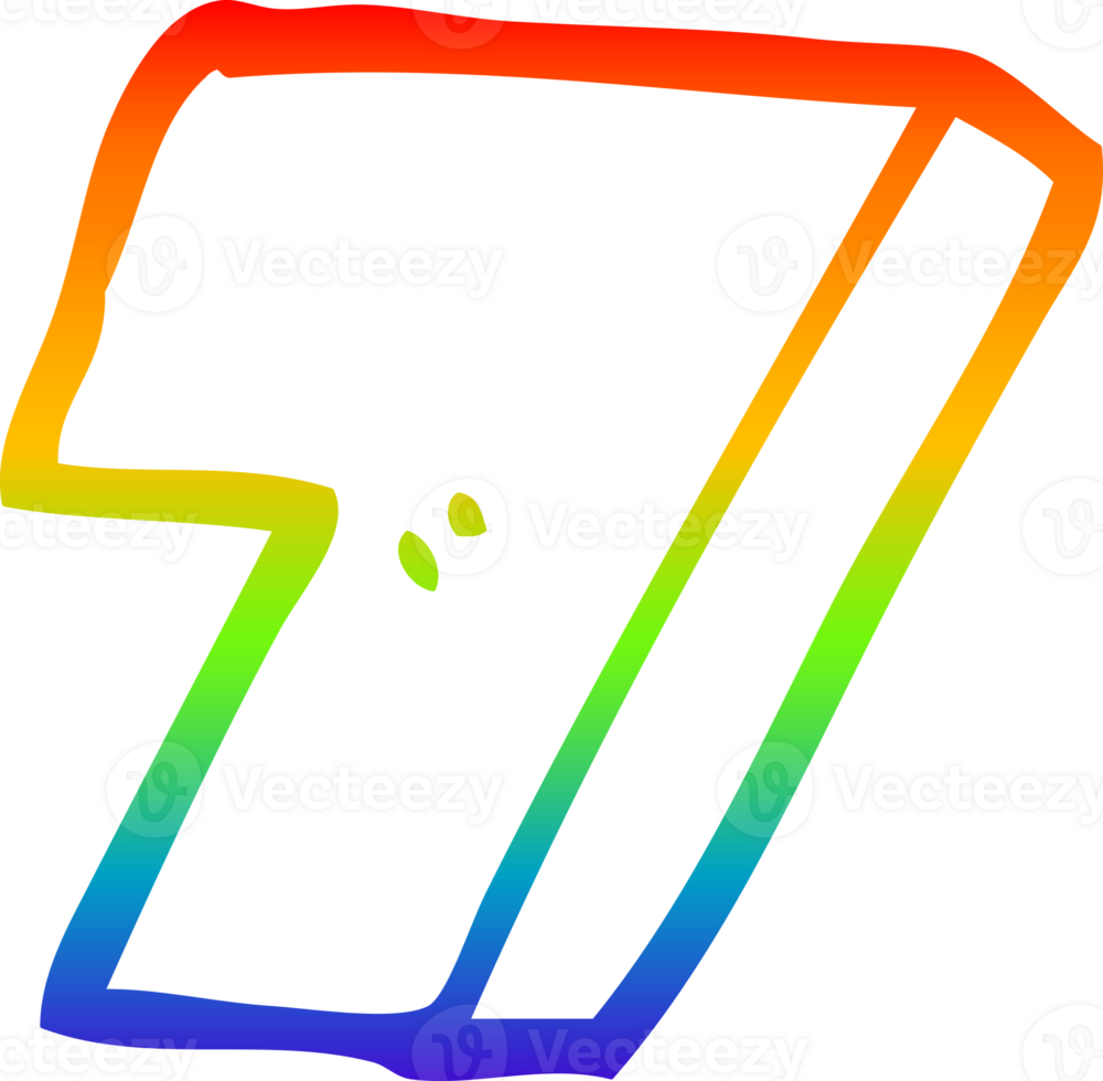 rainbow gradient line drawing of a cartoon number seven png