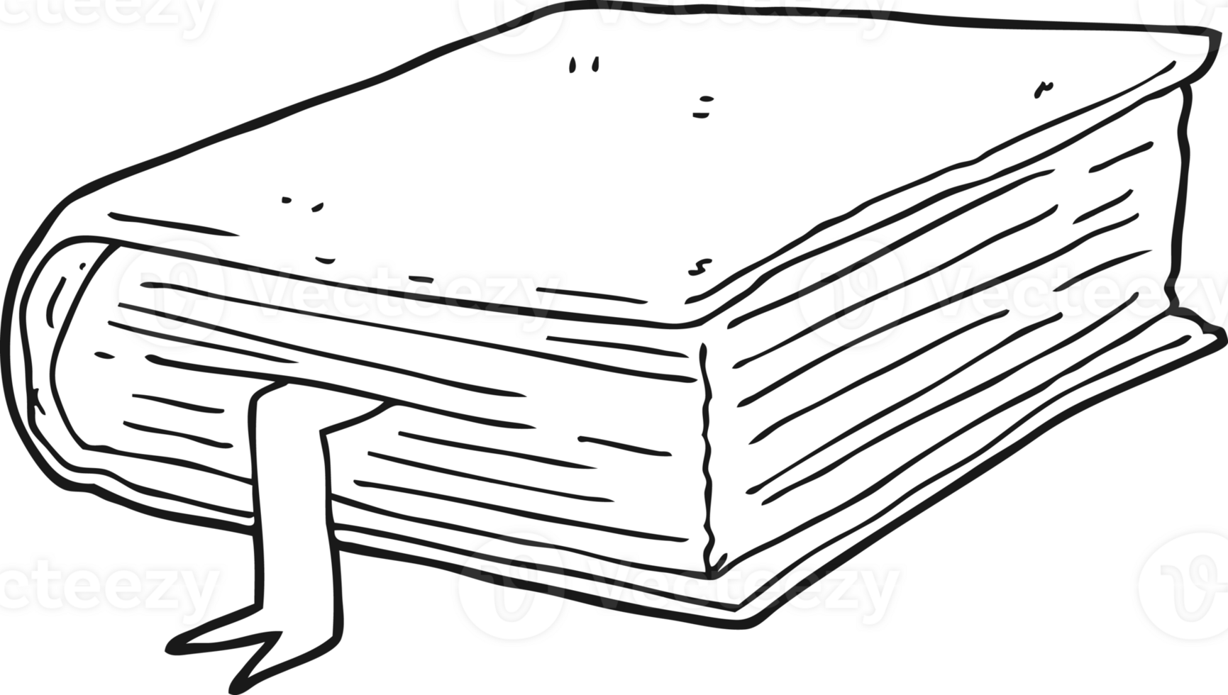 hand drawn black and white cartoon thick book png