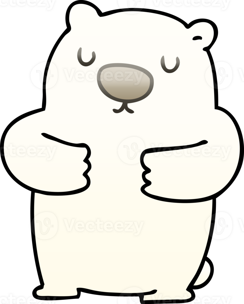 gradient shaded quirky cartoon polar bear png