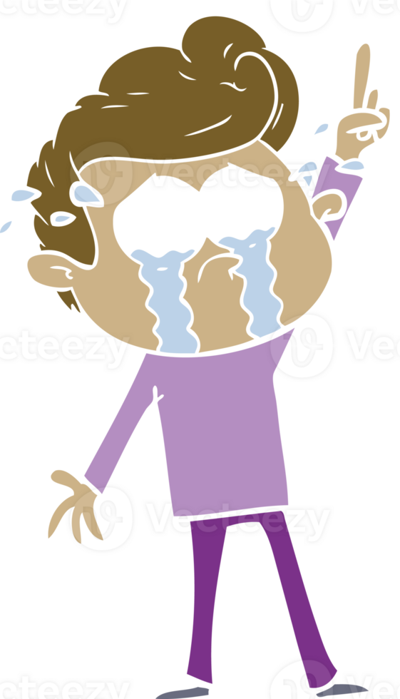 flat color style cartoon crying man trying to ask a question png