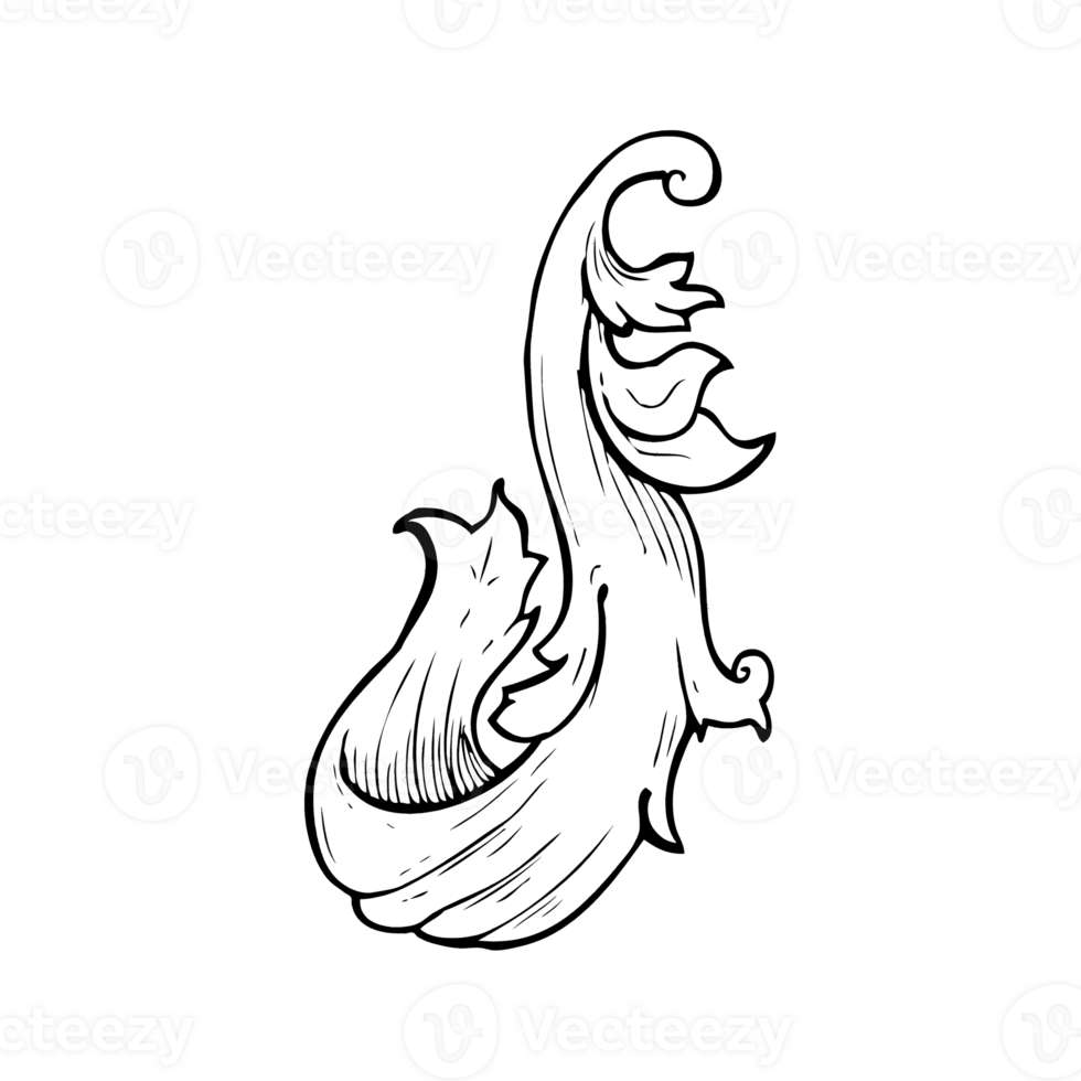 traditional hand drawn floral swirl png