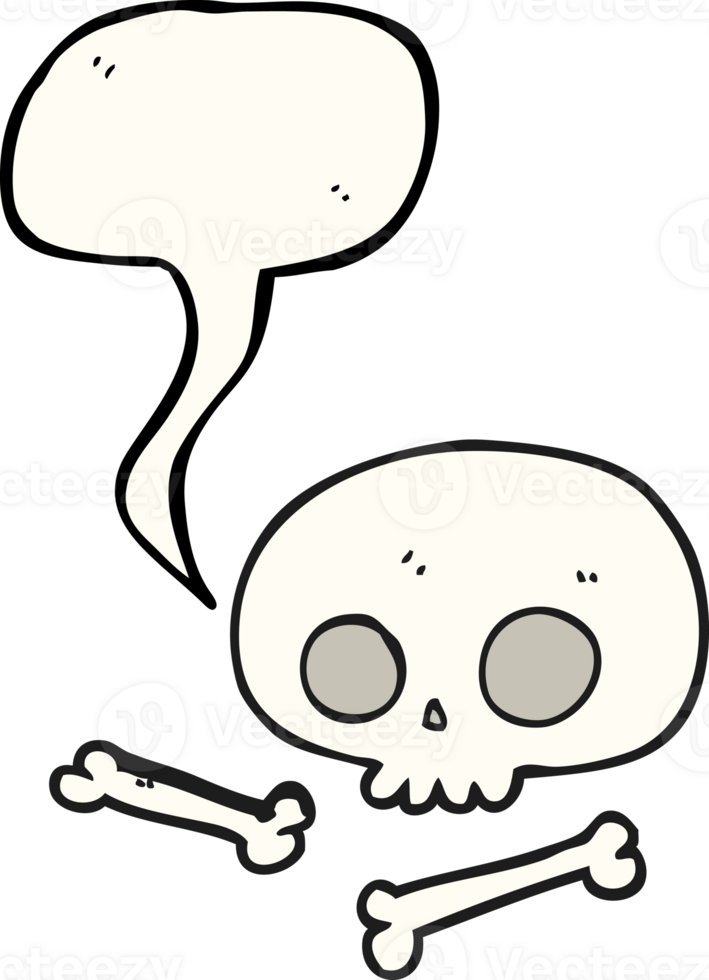 hand drawn speech bubble cartoon skull and bones png