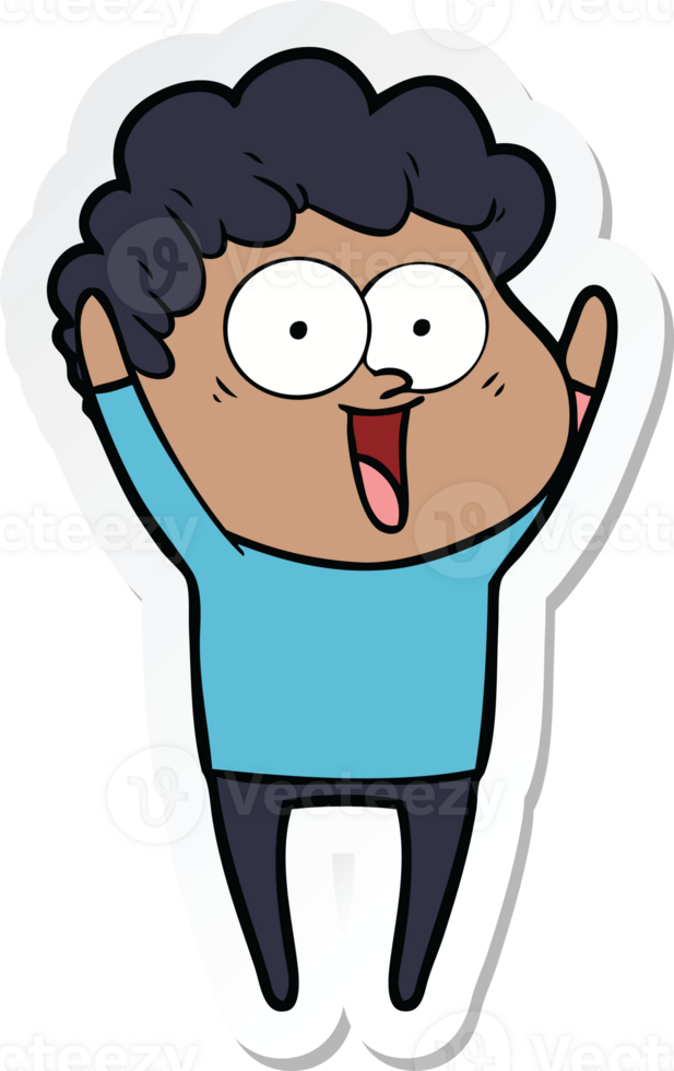 sticker of a cartoon happy man png