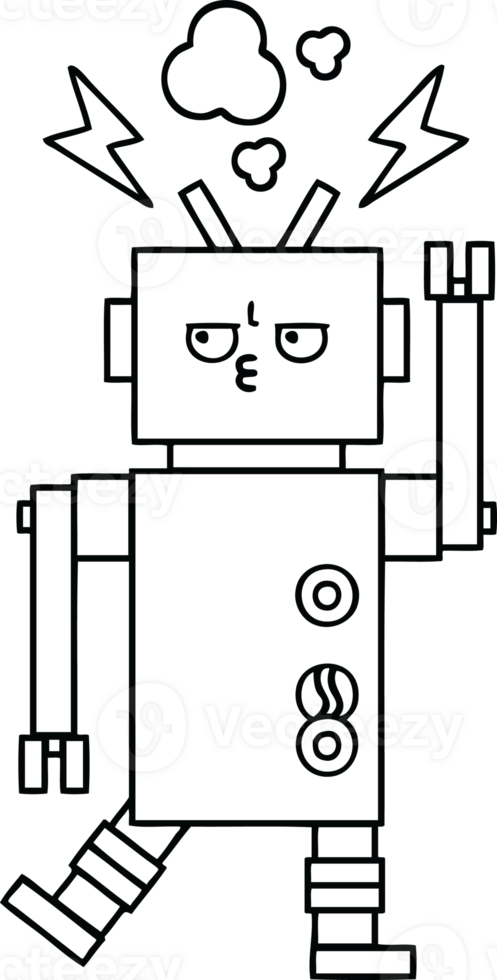line drawing cartoon of a robot png