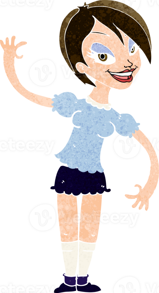 cartoon girl waving png
