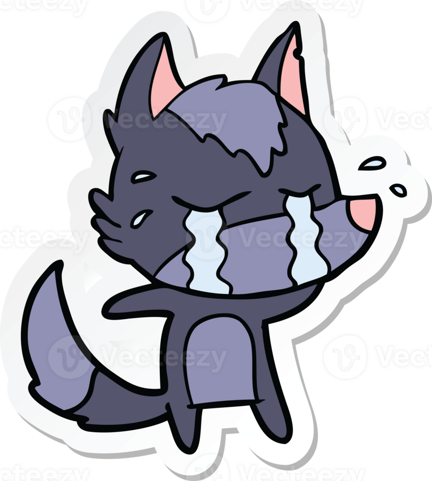 sticker of a cartoon crying wolf png