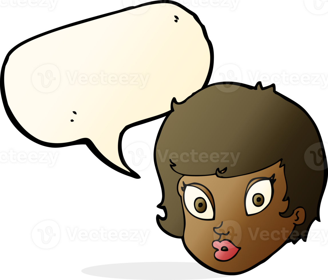 cartoon surprised female face with speech bubble png