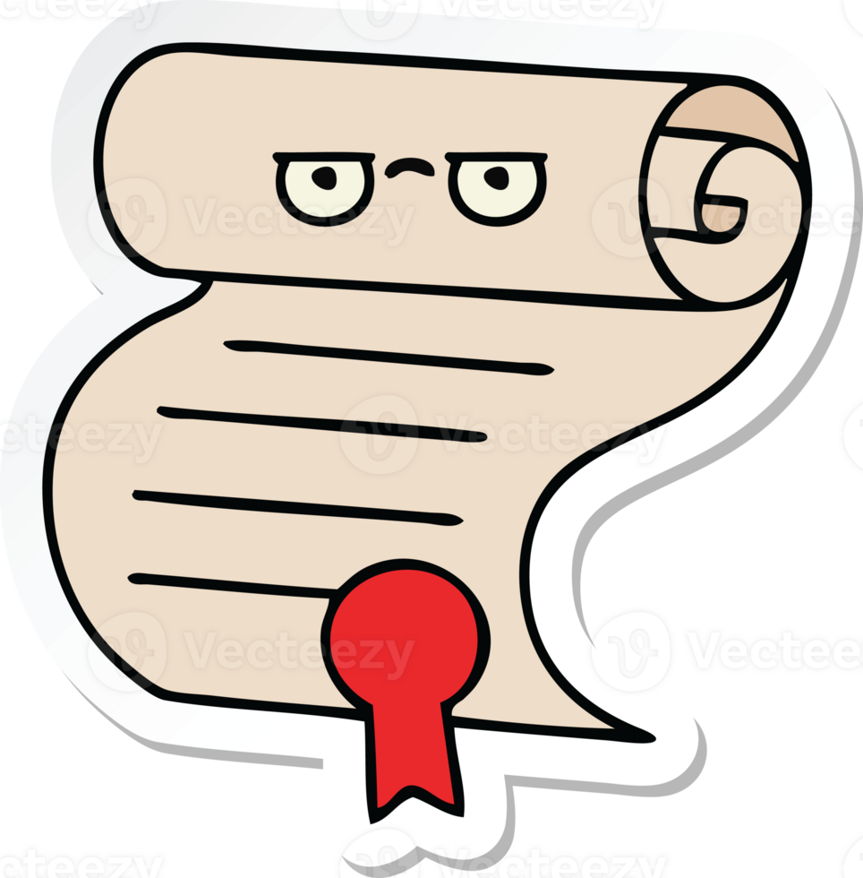 sticker of a cute cartoon contract png