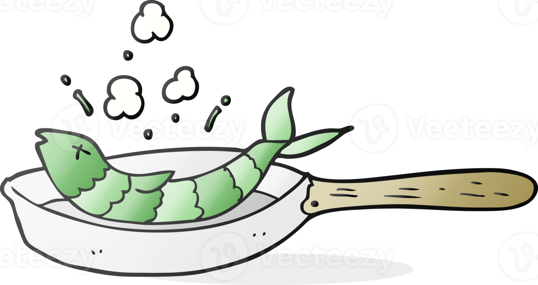 hand drawn cartoon frying fish png