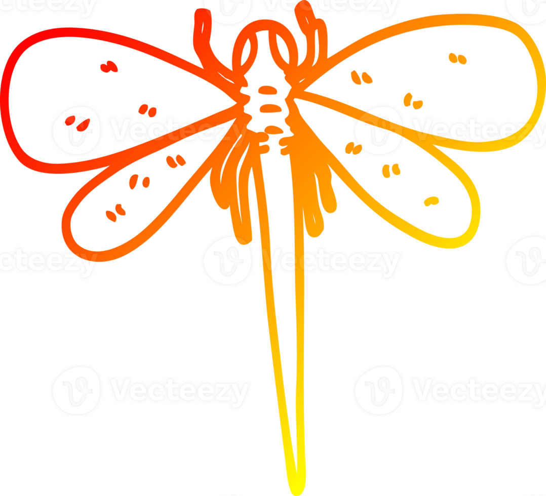 warm gradient line drawing of a cartoon dragonfly png