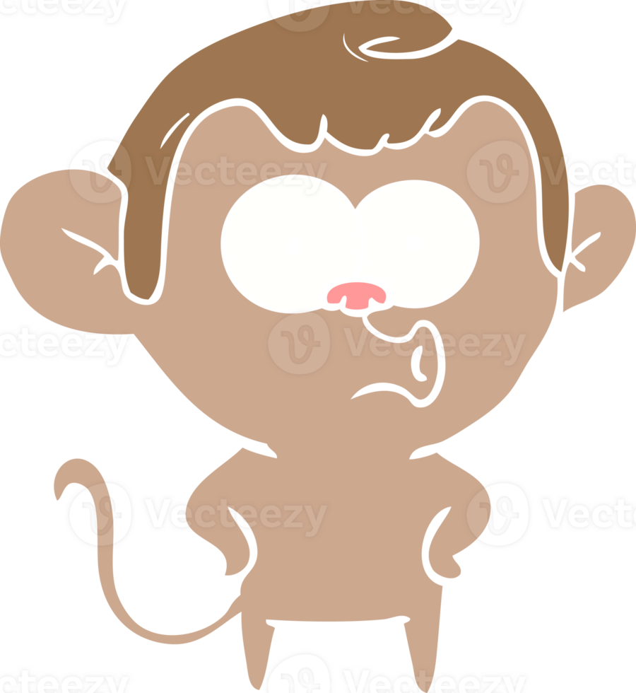 flat color style cartoon surprised monkey png