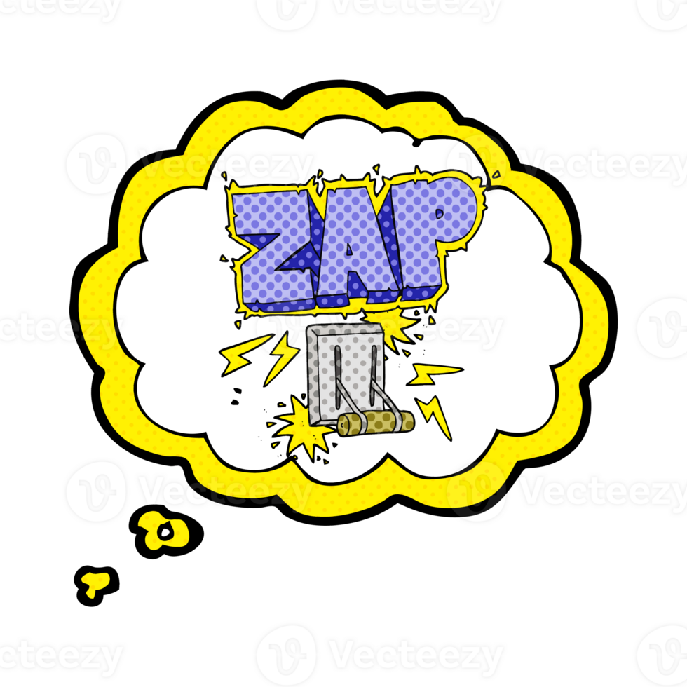 hand drawn thought bubble cartoon electrical switch zapping png