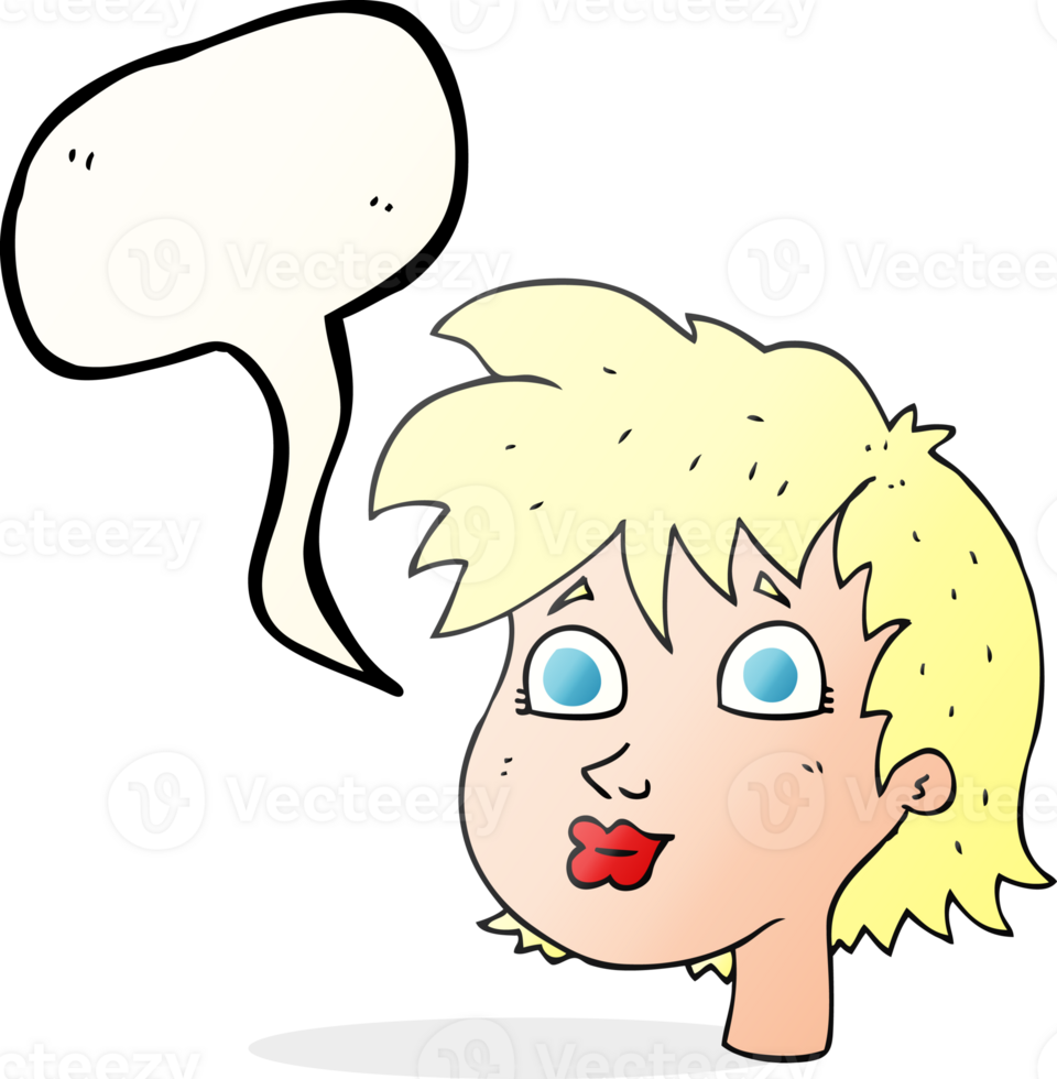 hand drawn speech bubble cartoon female face png